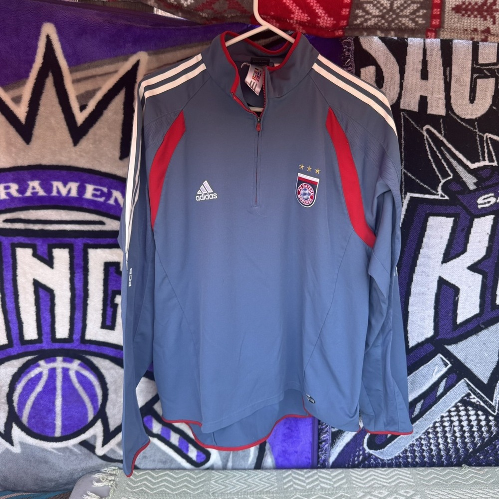 Size L - BAYERN MUNICH‎ 2005/2006 SOCCER TRAINING JACKET 1/4 ZIP ADIDAS